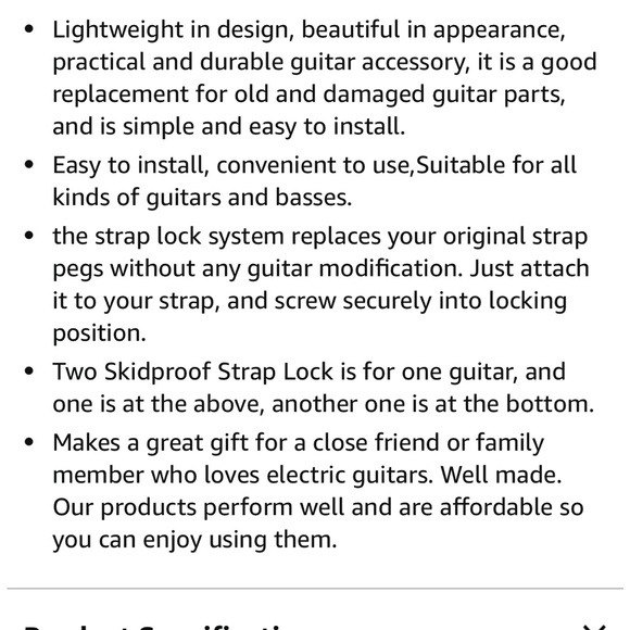 NEW 6 PCS Guitar Strap Locks Buttons Non-slip Security Straplocks guitar (Gold) - Picture 10 of 10